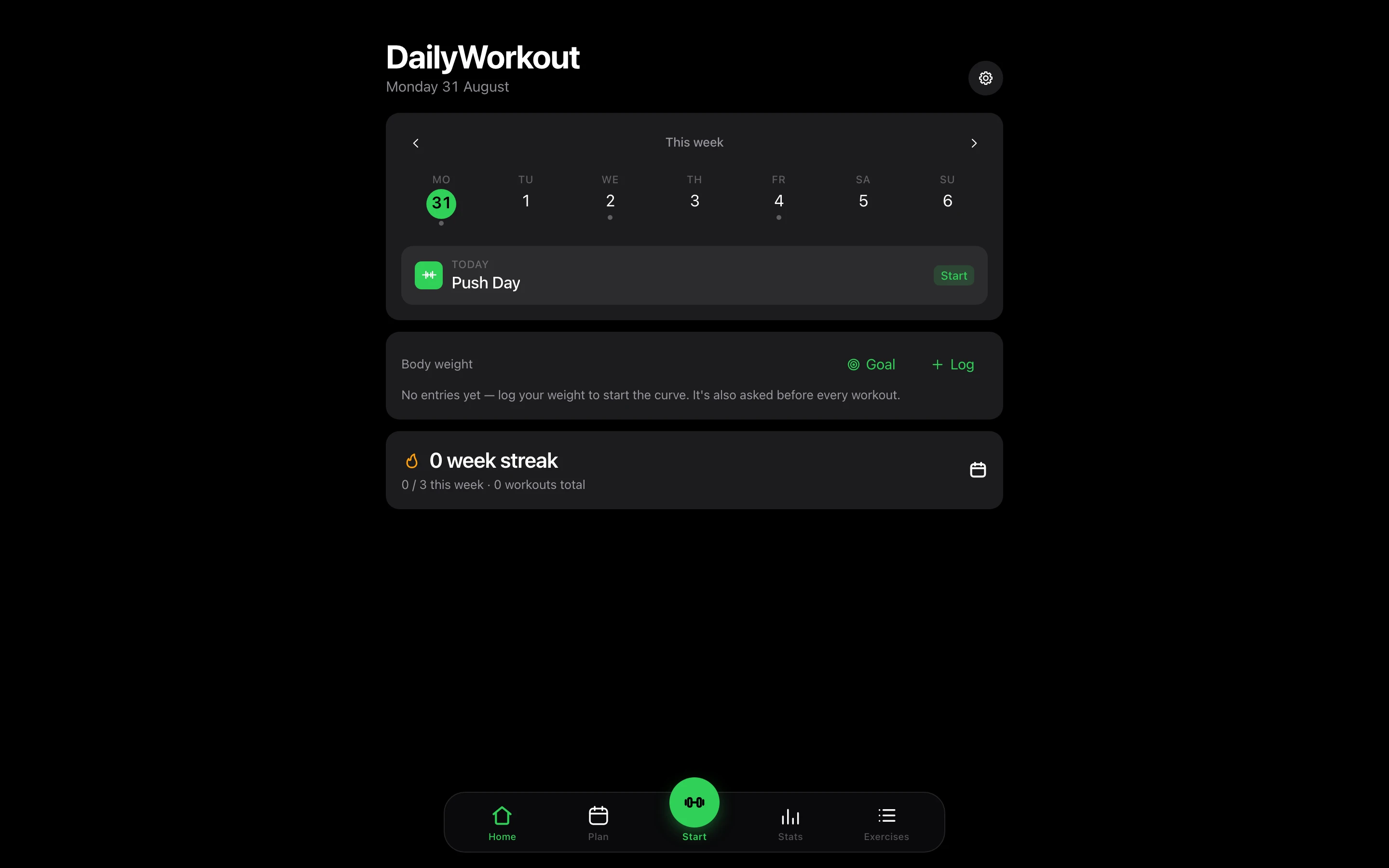 DailyWorkout website screenshot