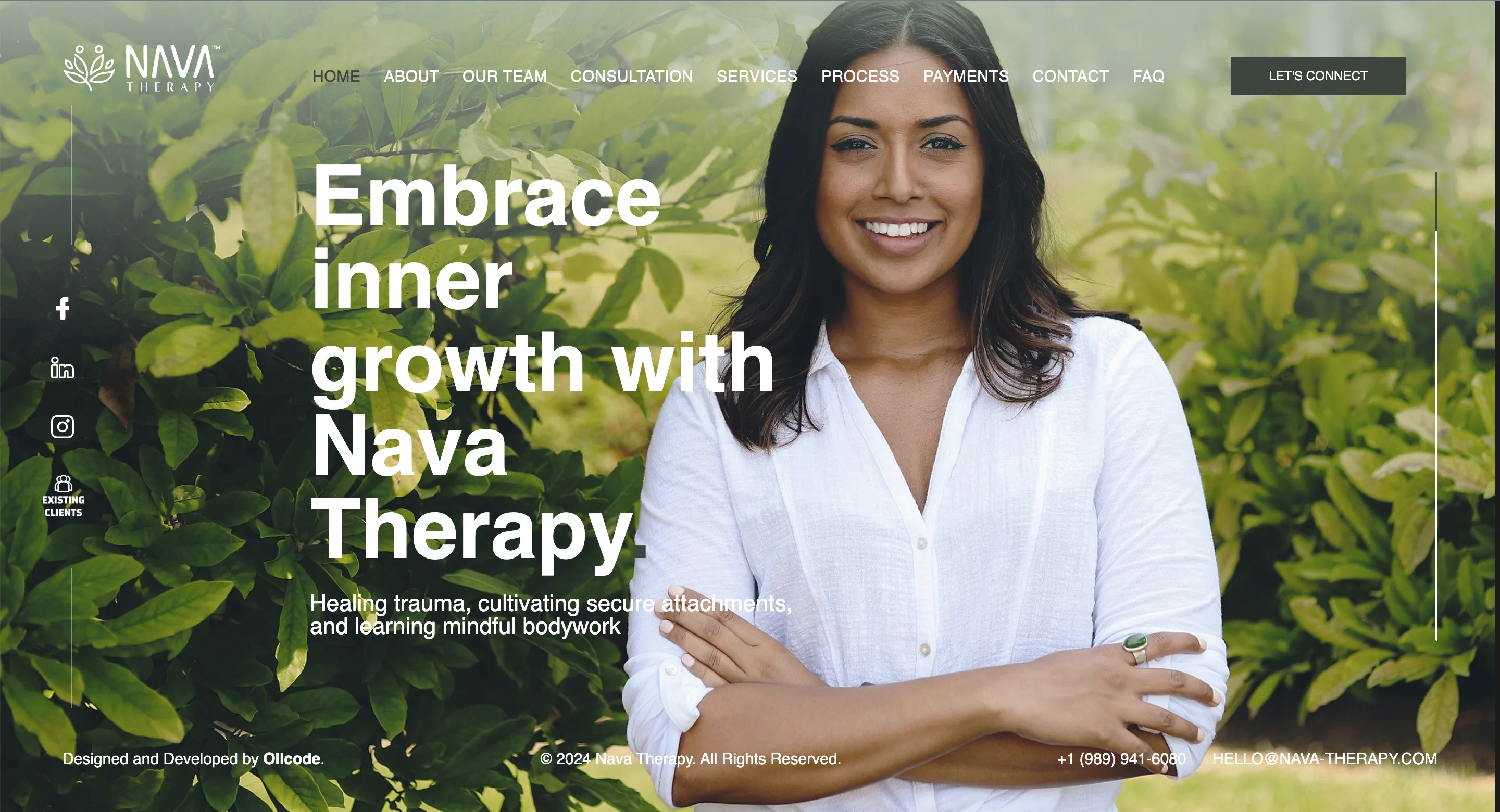 Nava Therapy website screenshot